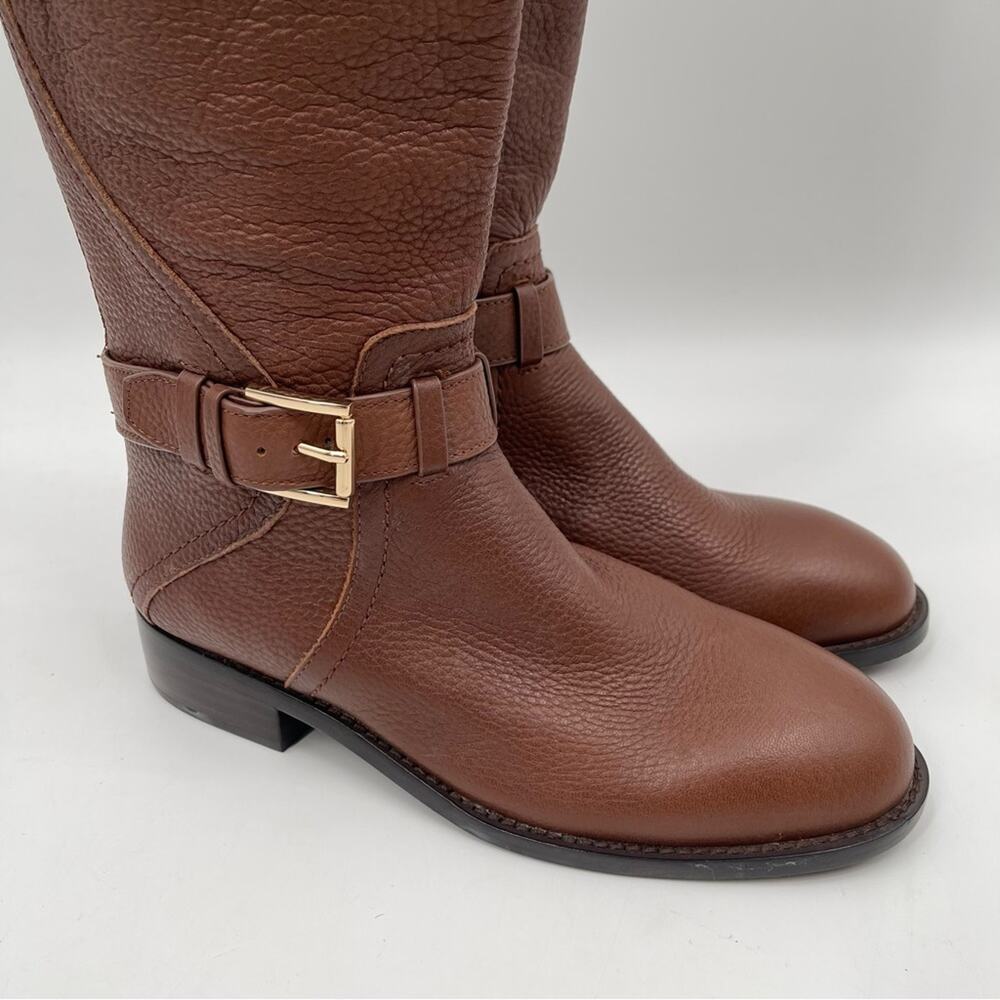 NEW TORY BURCH Boots Claire Tumbled Leather Tall Riding Boot Brown Zipper SZ 5 - Picture 7 of 15